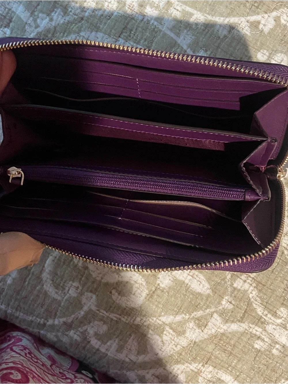 kate spade Plum Leather Zip Around Wallet - Deep Berry